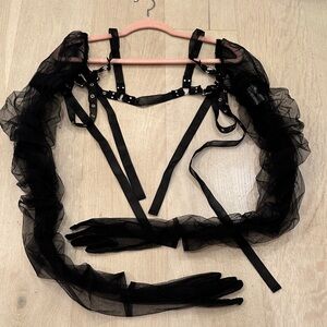 Noir Kei Ninomiya Harness Tulle Gloves One size Dover street Market Rare